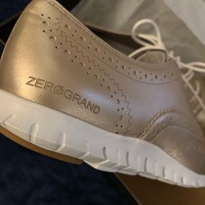 Cole Haan ZeroGrand Gold Metallic Oxfords 9C